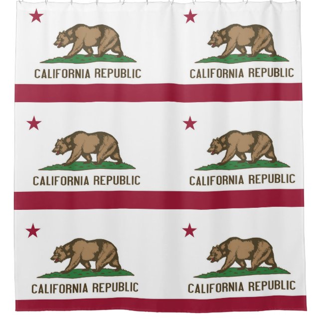 Patriotic Shower Curtain with Flag of California (Front)