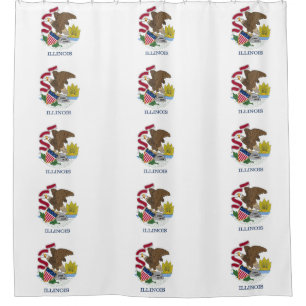 Patriotic Shower Curtain with Flag of Illinois