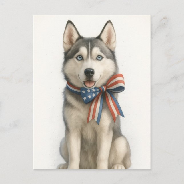 Patriotic Siberian Husky Postcard (Front)