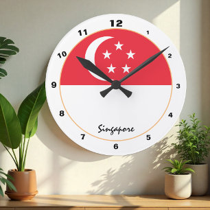 Patriotic Singapore Flag, Singapore Home / design Round Clock