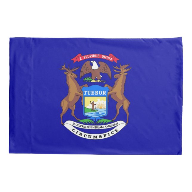 Patriotic Single Pillowcase flag of Michigan (Back)