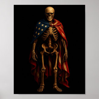 Patriotic Skeleton American Flag Gothic Horror 4th Poster