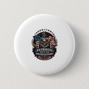 Patriotic Skeleton Cowboy Dark Patriot Skeleton &  6 Cm Round Badge