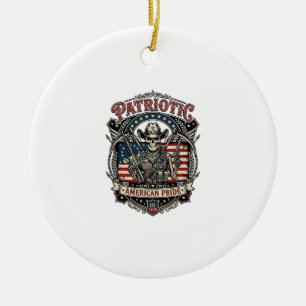 Patriotic Skeleton Cowboy Dark Patriot Skeleton & Ceramic Tree Decoration