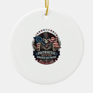 Patriotic Skeleton Cowboy Dark Patriot Skeleton & Ceramic Tree Decoration