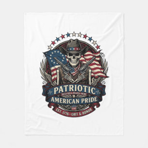 Patriotic Skeleton Cowboy Dark Patriot Skeleton & Fleece Blanket