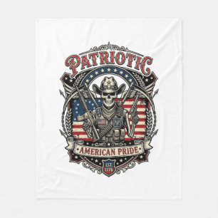 Patriotic Skeleton Cowboy Dark Patriot Skeleton & Fleece Blanket
