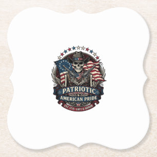 Patriotic Skeleton Cowboy Dark Patriot Skeleton &  Paper Coaster