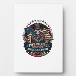 Patriotic Skeleton Cowboy Dark Patriot Skeleton &  Plaque