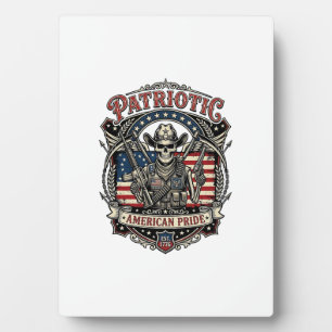 Patriotic Skeleton Cowboy Dark Patriot Skeleton &  Plaque