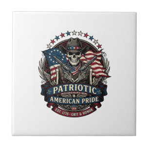 Patriotic Skeleton Cowboy Dark Patriot Skeleton & Tile