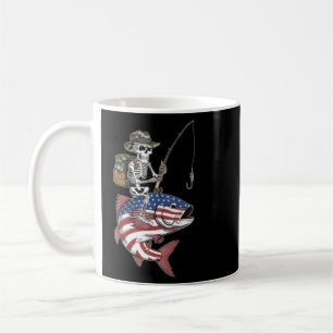 Patriotic Skeleton Fish Halloween American flag Coffee Mug
