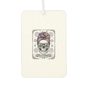Patriotic Skull Fireworks Vintage Engraving Shirt_ Car Air Freshener