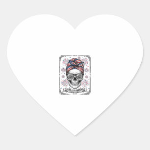 Patriotic Skull Fireworks Vintage Engraving Shirt_ Heart Sticker