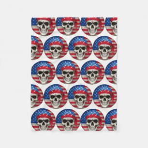 Patriotic Skull Fleece Blanket