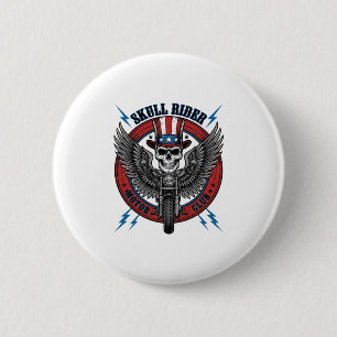 Patriotic Skull Motorcycle Eagle Vintage 6 Cm Round Badge