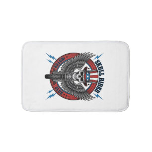 Patriotic Skull Motorcycle Eagle Vintage Bath Mat