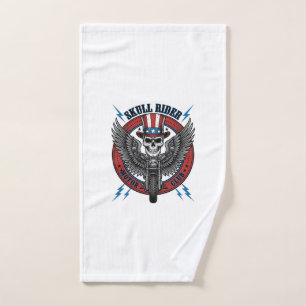 Patriotic Skull Motorcycle Eagle Vintage Hand Towel