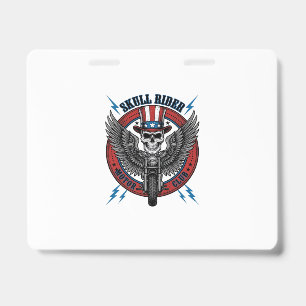 Patriotic Skull Motorcycle Eagle Vintage ID Badge