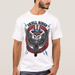 Patriotic Skull Motorcycle Eagle Vintage T-Shirt