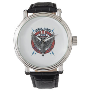 Patriotic Skull Motorcycle Eagle Vintage Watch