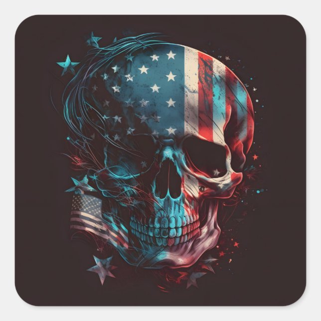 Patriotic skull Square Sticker (Front)