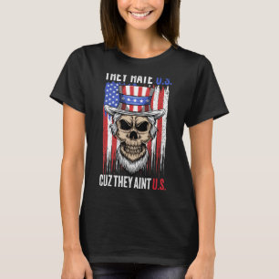 Patriotic Skull Uncle Sam American Flag 4th Of Jul T-Shirt