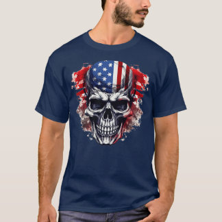 Patriotic Skull USA Skeleton 4th Of July US Americ T-Shirt