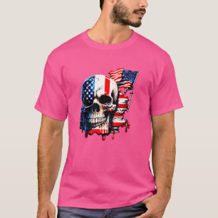 Patriotic Skull USA Skeleton 4th Of July US Americ T-Shirt