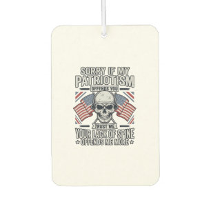 Patriotic Skull Vintage Engraving Quote Vector Des Car Air Freshener