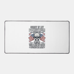 Patriotic Skull Vintage Engraving Quote Vector Des Desk Mat