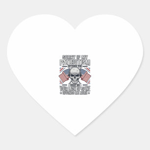 Patriotic Skull Vintage Engraving Quote Vector Des Heart Sticker