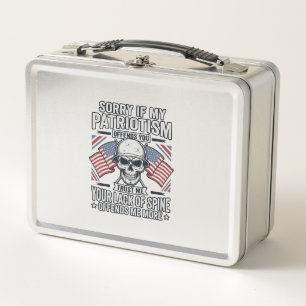 Patriotic Skull Vintage Engraving Quote Vector Des Metal Lunch Box