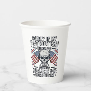 Patriotic Skull Vintage Engraving Quote Vector Des Paper Cups