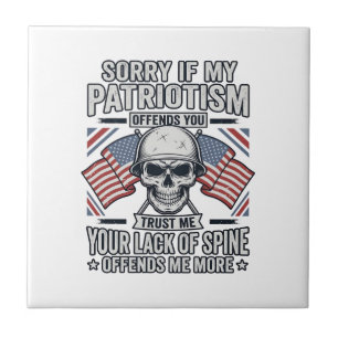 Patriotic Skull Vintage Engraving Quote Vector Des Tile