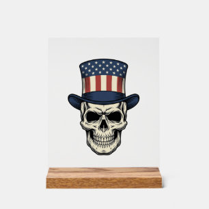 Patriotic Skull Vintage Engraving Shirt Design_1 Acrylic Sign