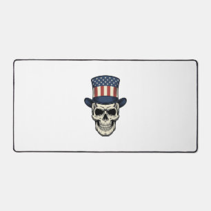 Patriotic Skull Vintage Engraving Shirt Design_1 Desk Mat
