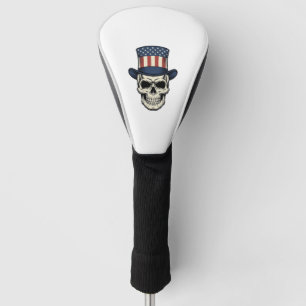 Patriotic Skull Vintage Engraving Shirt Design_1 Golf Head Cover