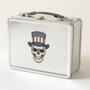 Patriotic Skull Vintage Engraving Shirt Design_1 Metal Lunch Box
