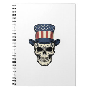 Patriotic Skull Vintage Engraving Shirt Design_1 Notebook