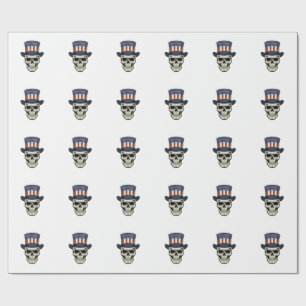 Patriotic Skull Vintage Engraving Shirt Design_1 Wrapping Paper