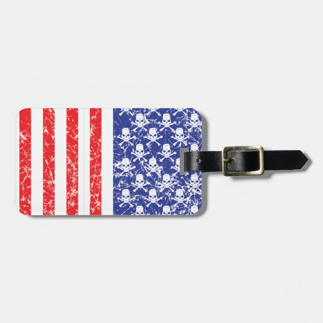 Patriotic Skulls Luggage Tag (Front Horizontal)