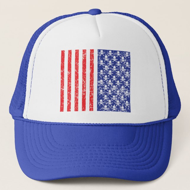 Patriotic Skulls Trucker Hat (Front)
