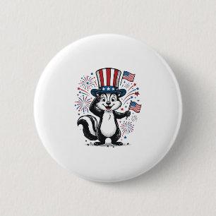 Patriotic Skunk Vintage Fireworks Graphic Shirt_1 6 Cm Round Badge