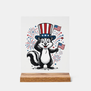 Patriotic Skunk Vintage Fireworks Graphic Shirt_1 Acrylic Sign