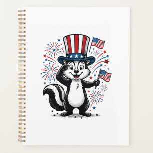 Patriotic Skunk Vintage Fireworks Graphic Shirt_1 Planner
