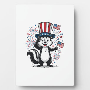 Patriotic Skunk Vintage Fireworks Graphic Shirt_1 Plaque