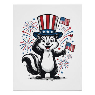Patriotic Skunk Vintage Fireworks Graphic Shirt_1 Poster