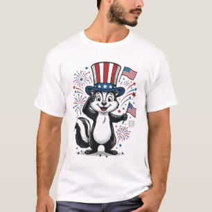 Patriotic Skunk Vintage Fireworks Graphic Shirt_1 T-Shirt