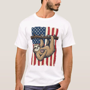 Patriotic Sloth Vintage Engraving Shirt Design_1